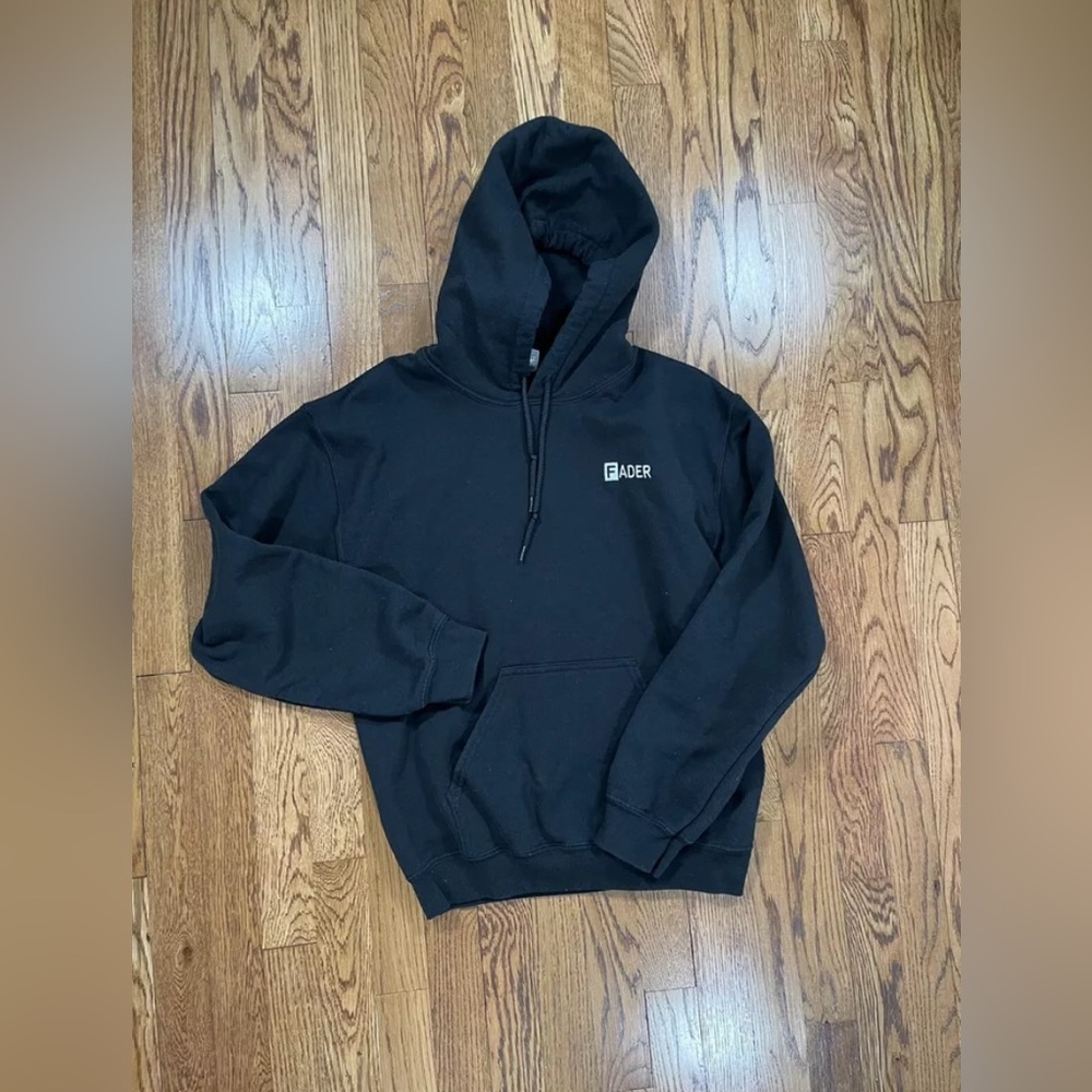 Men’s Fader Magazine Black Pullover Hooded Sweatshirt Size Small